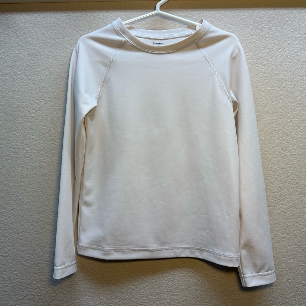 White Long Sleeve Boys Rash Guard-Old Navy